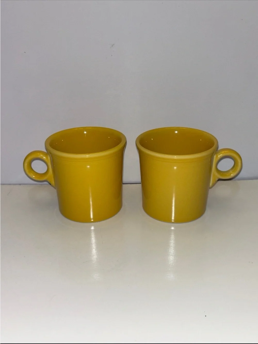 Set of Fiesta Homer Laughlin Fiesta Classic Ring Handle Mugs sunflower yellow